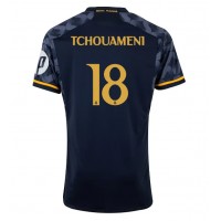 Camisa de Futebol Real Madrid Aurelien Tchouameni #18 Equipamento Secundário 2023-24 Manga Curta